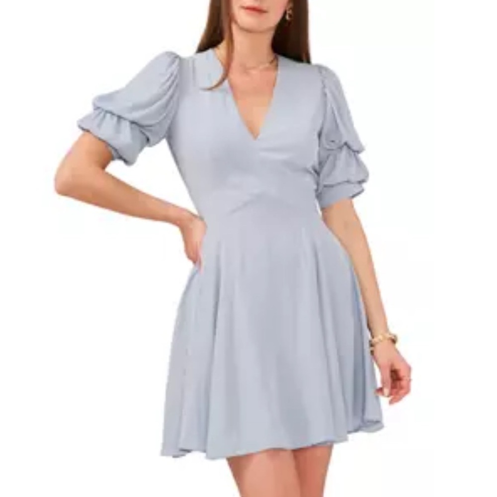 1.State Tiered Bubble Sleeve Mini Dress Fit & Flare Size Large New With Tags